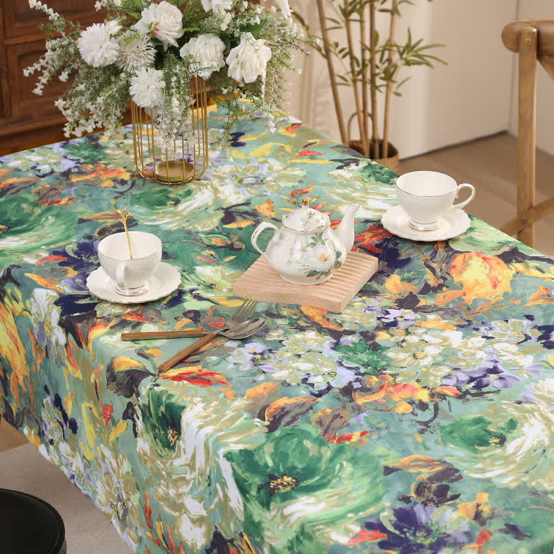 Nappe avec peinture à l'huile vintage et motif floral