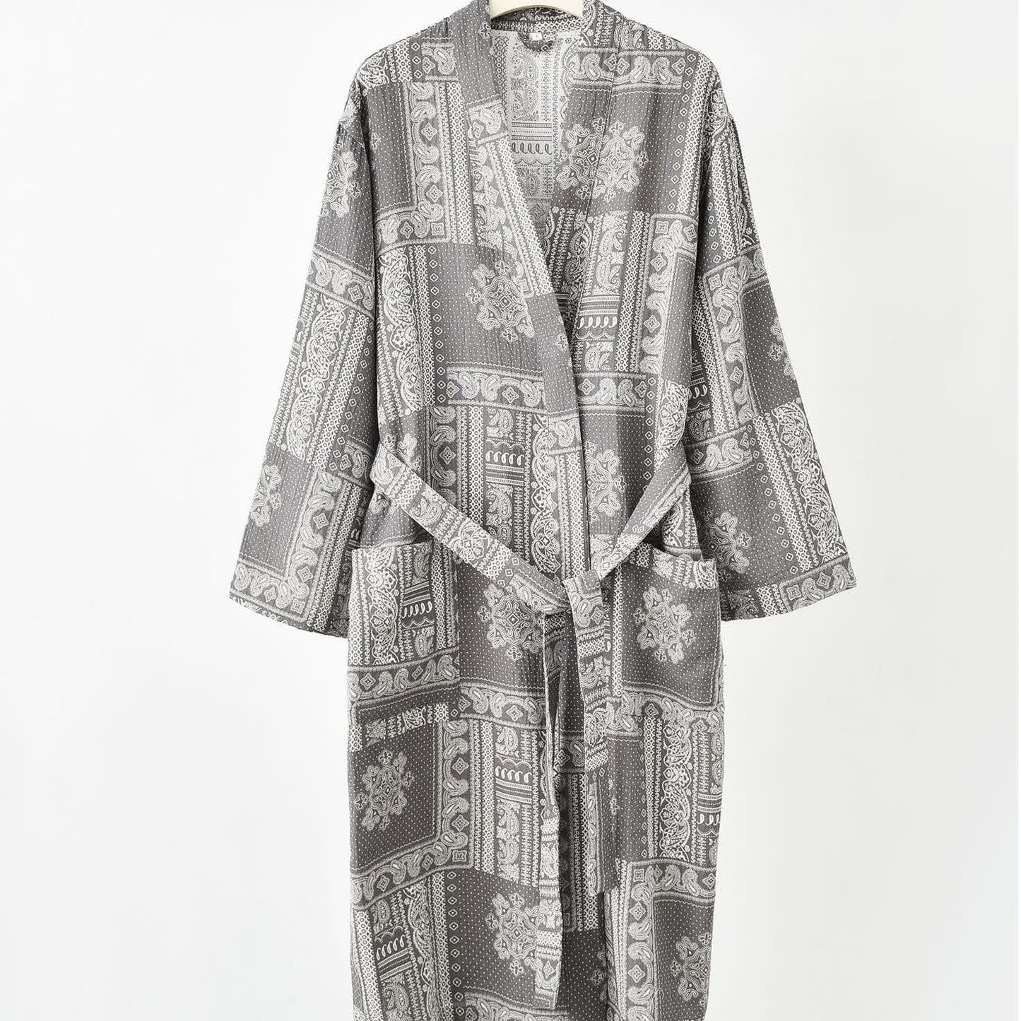 Peignoir en gaze de coton kimono vintage jacquard