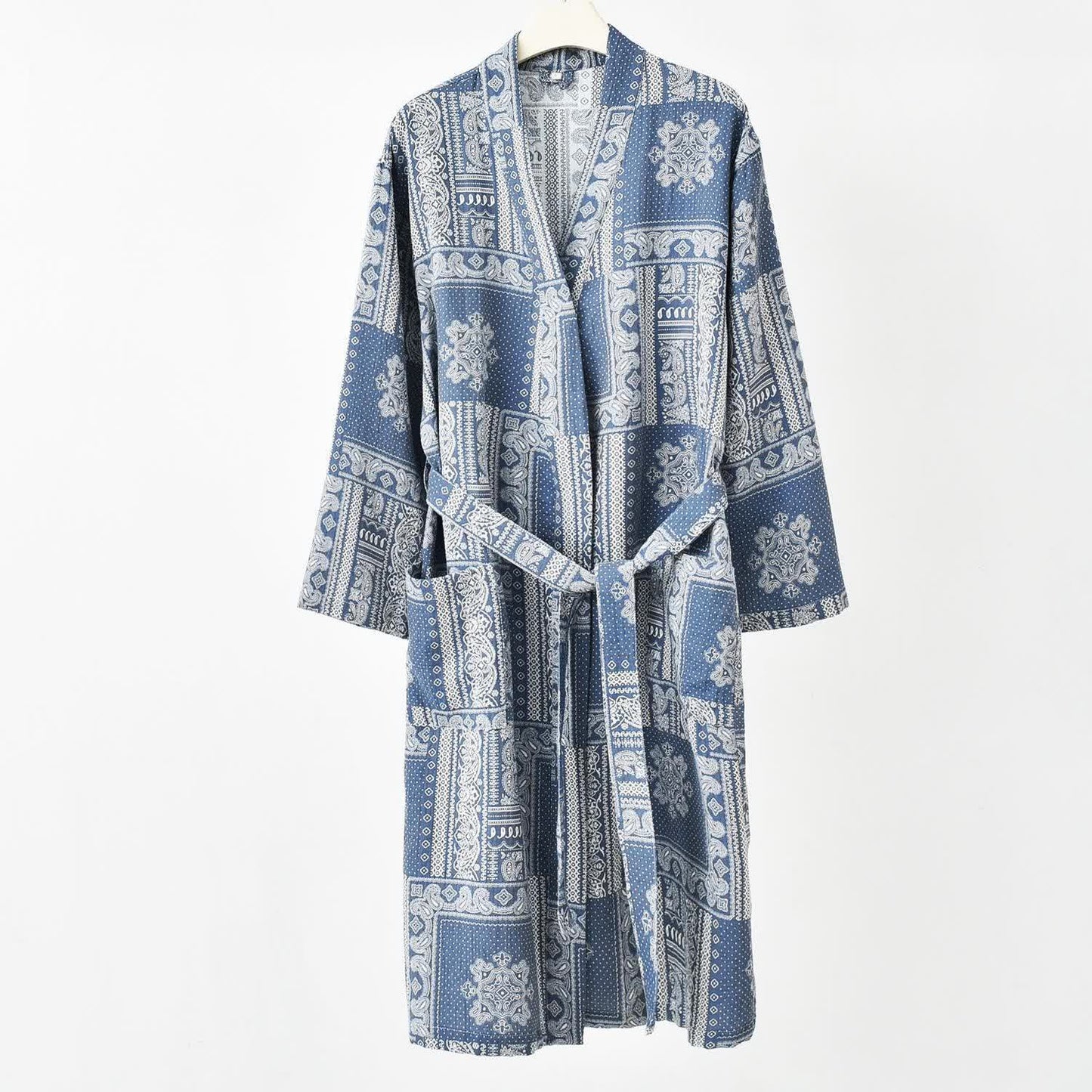 Peignoir en gaze de coton kimono vintage jacquard