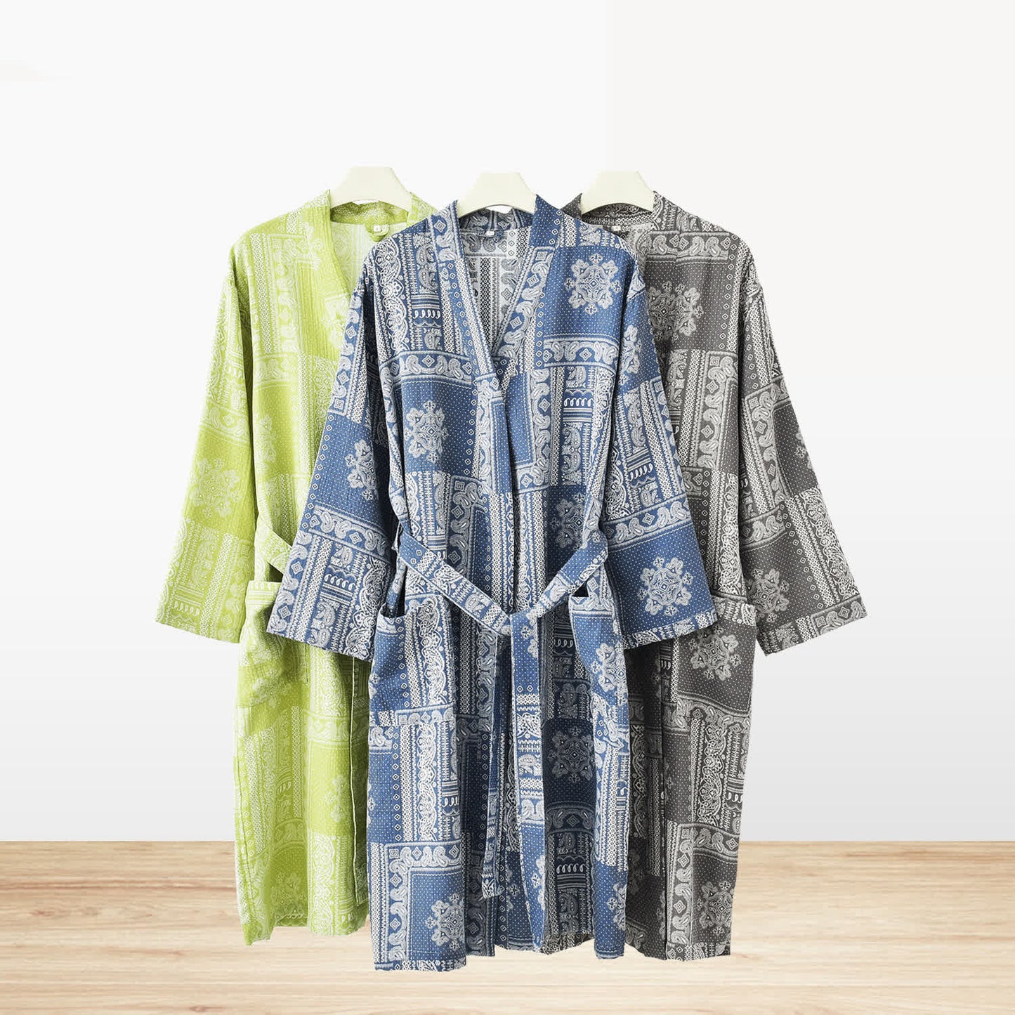 Peignoir en gaze de coton kimono vintage jacquard