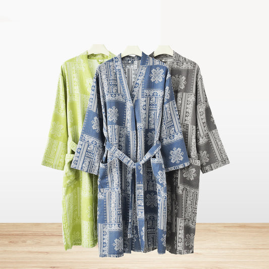 Peignoir en gaze de coton kimono vintage jacquard