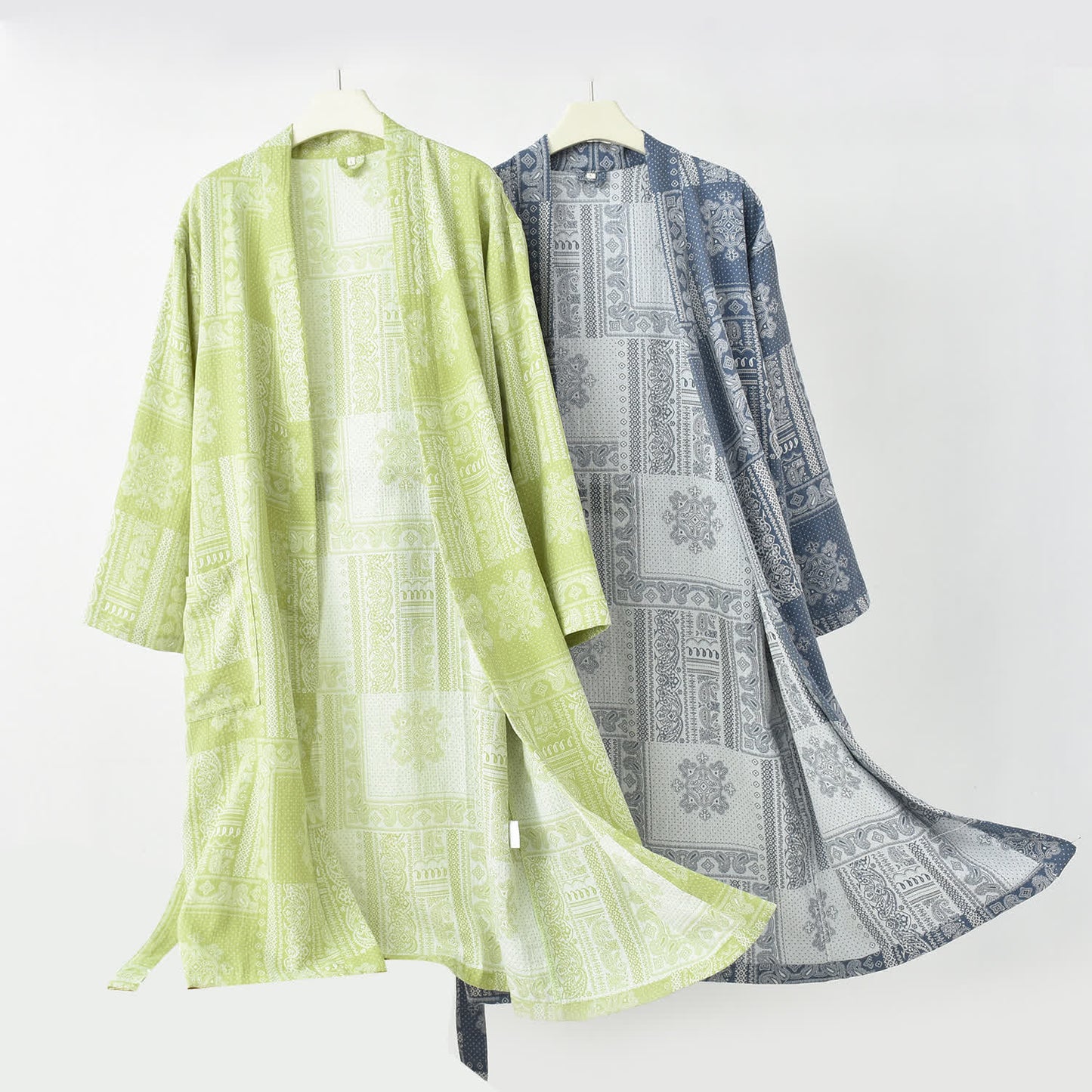 Peignoir en gaze de coton kimono vintage jacquard