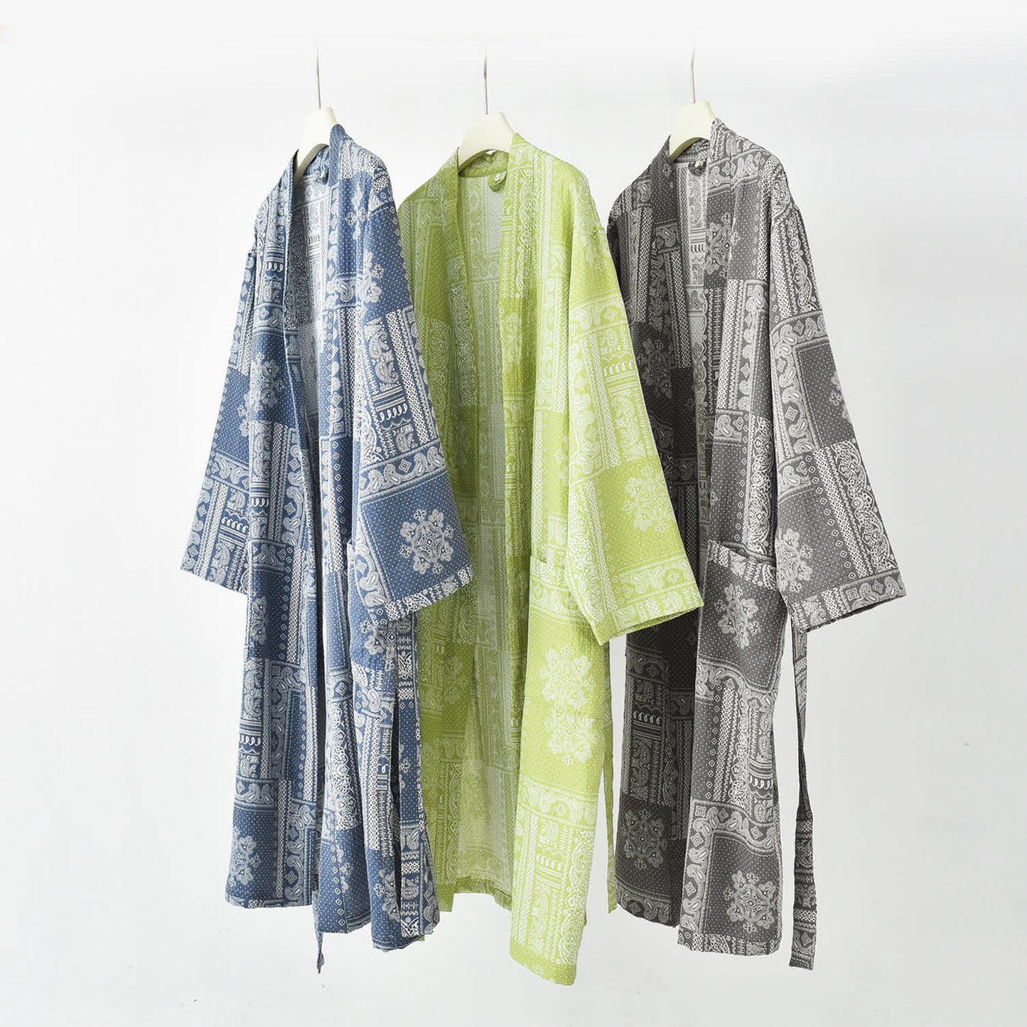 Peignoir en gaze de coton kimono vintage jacquard