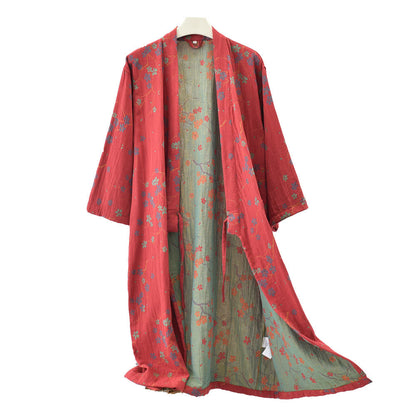 Peignoir léger en gaze jacquard et coton à motif floral