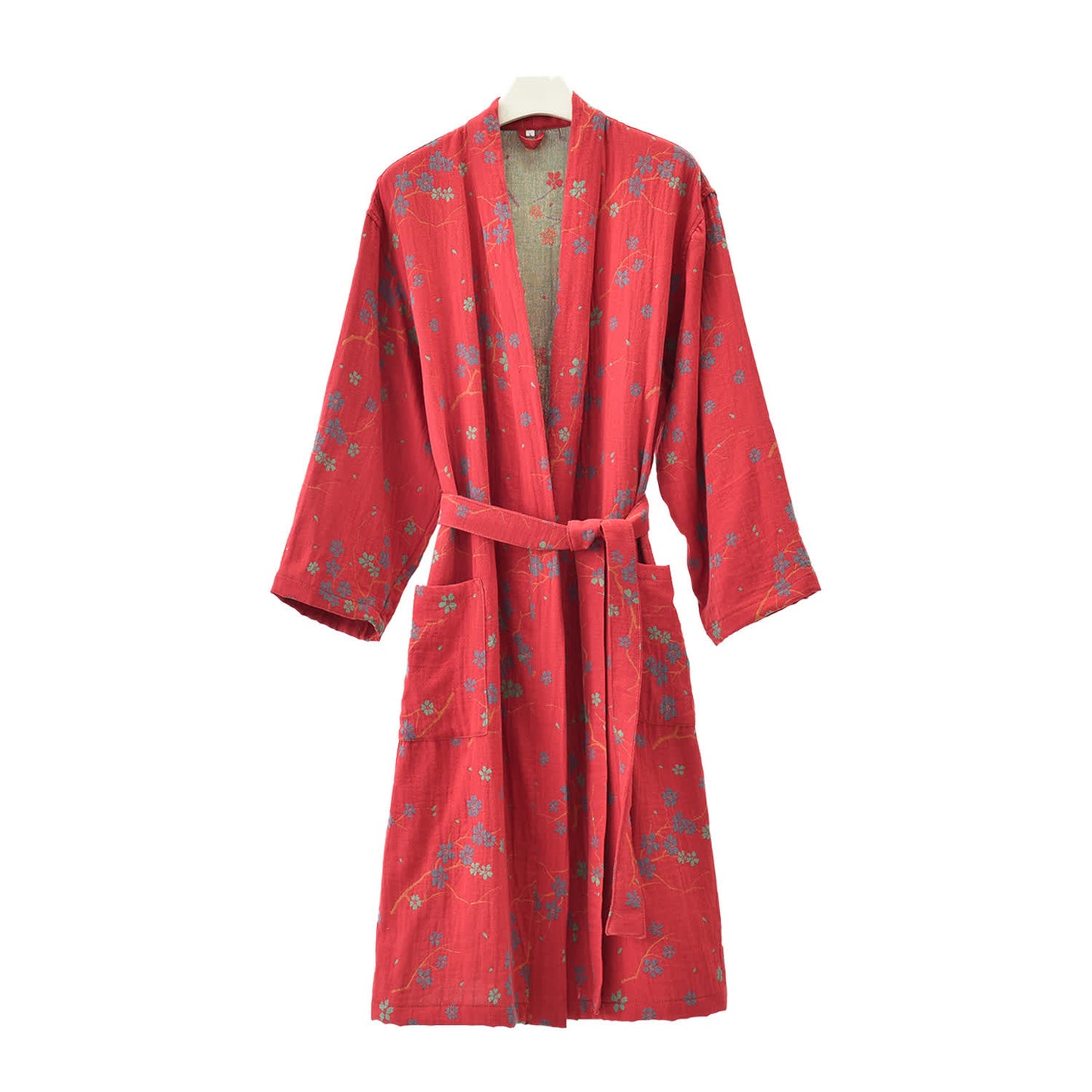 Peignoir léger en gaze jacquard et coton à motif floral