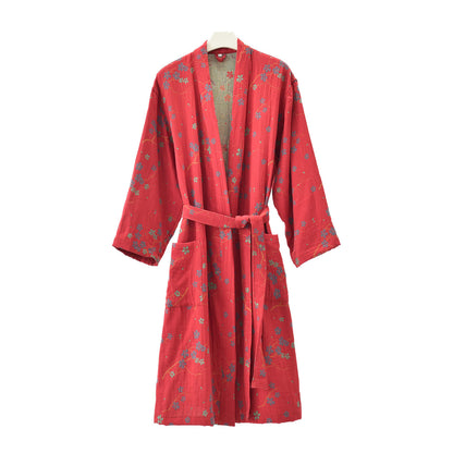 Peignoir léger en gaze jacquard et coton à motif floral