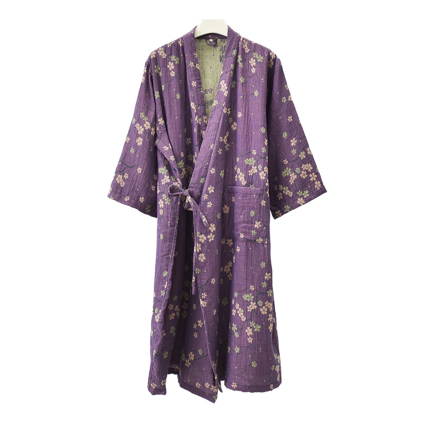 Peignoir léger en gaze jacquard et coton à motif floral