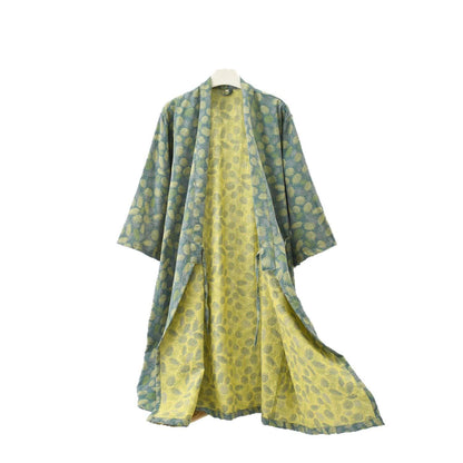 Peignoir confortable et léger en gaze de coton avec motif de feuilles
