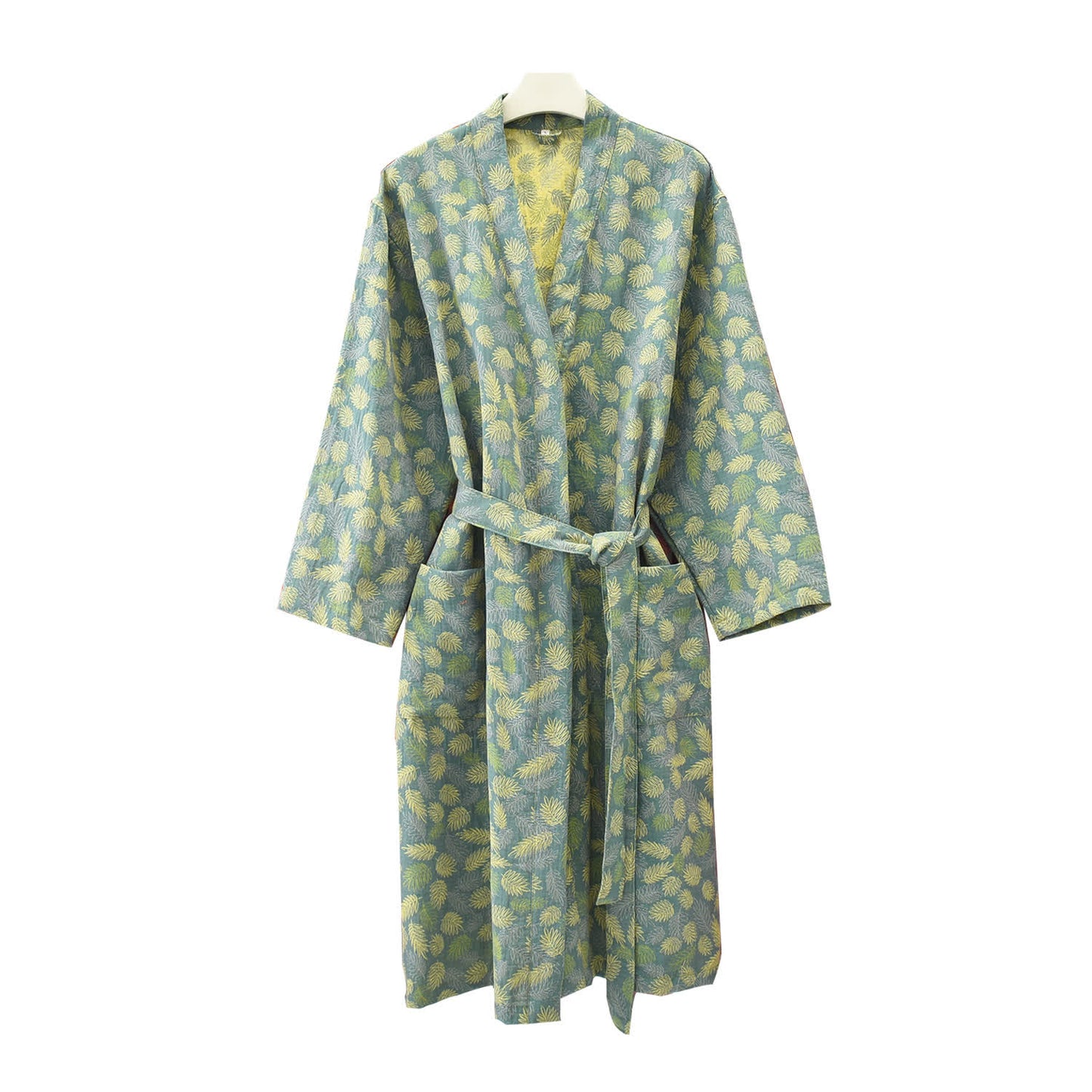 Peignoir confortable et léger en gaze de coton avec motif de feuilles