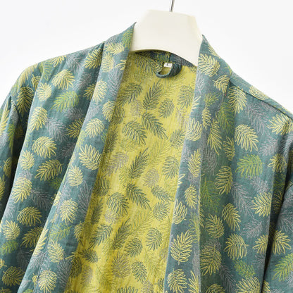 Peignoir confortable et léger en gaze de coton avec motif de feuilles