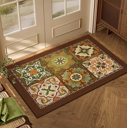 Tapis anti-poussière à motif géométrique rétro français
