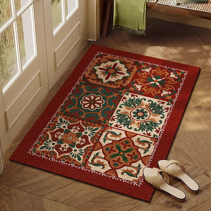 Tapis anti-poussière à motif géométrique rétro français