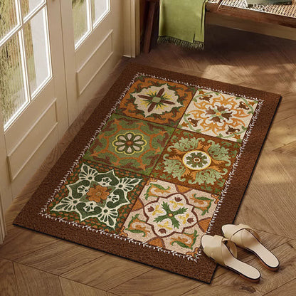 Tapis anti-poussière à motif géométrique rétro français