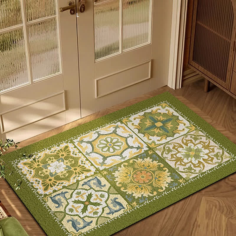 Tapis anti-poussière à motif géométrique rétro français