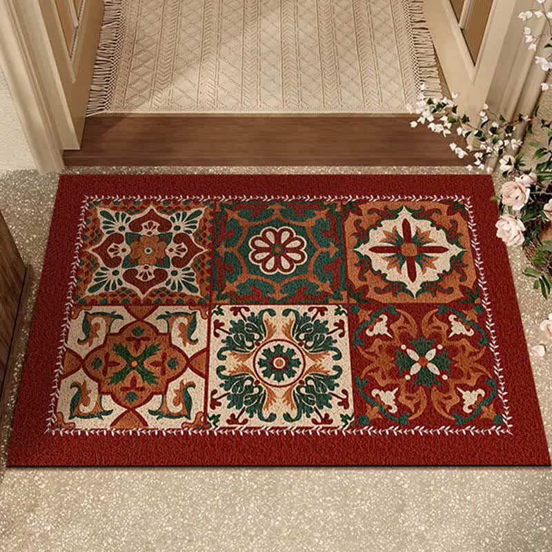 Tapis anti-poussière à motif géométrique rétro français