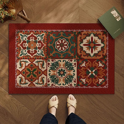 Tapis anti-poussière à motif géométrique rétro français