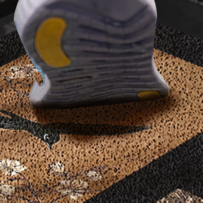 Tapis de sol à motif botanique à carreaux du milieu du siècle