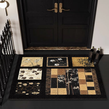 Tapis de sol à motif botanique à carreaux du milieu du siècle