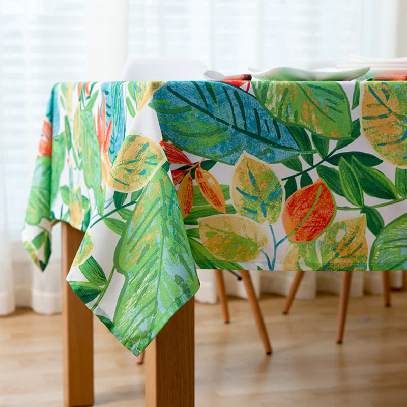 Nappe imperméable de style pastoral avec des feuilles vertes
