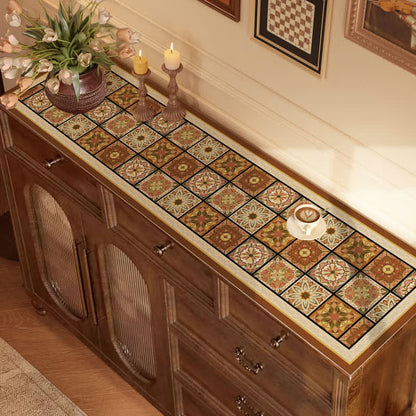 Set de table buffet vintage à carreaux et fleurs