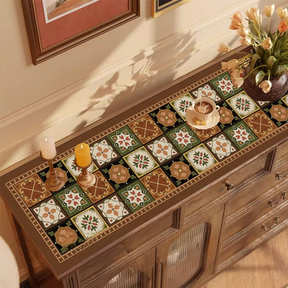 Set de table buffet vintage à carreaux et fleurs