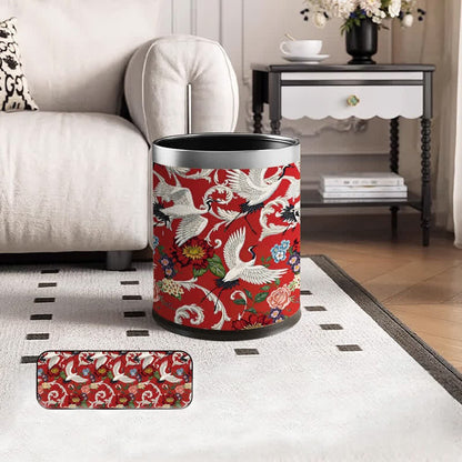 Poubelle à double barillet de style vintage avec motif floral, durable