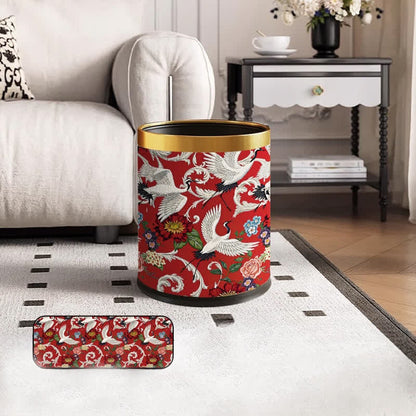 Poubelle à double barillet de style vintage avec motif floral, durable
