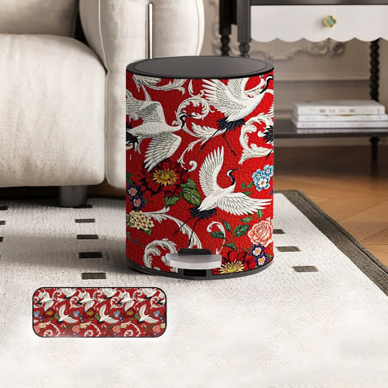 Poubelle à double barillet de style vintage avec motif floral, durable
