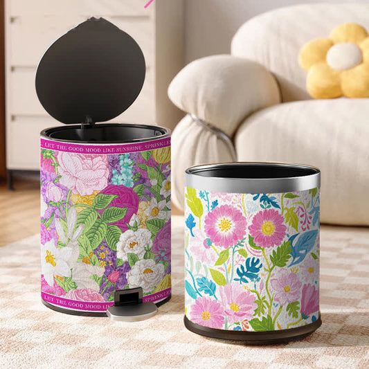 Poubelle double en cuir « Fleur en fleurs »