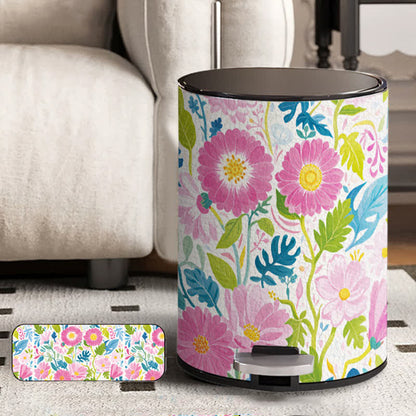 Poubelle double en cuir « Fleur en fleurs »