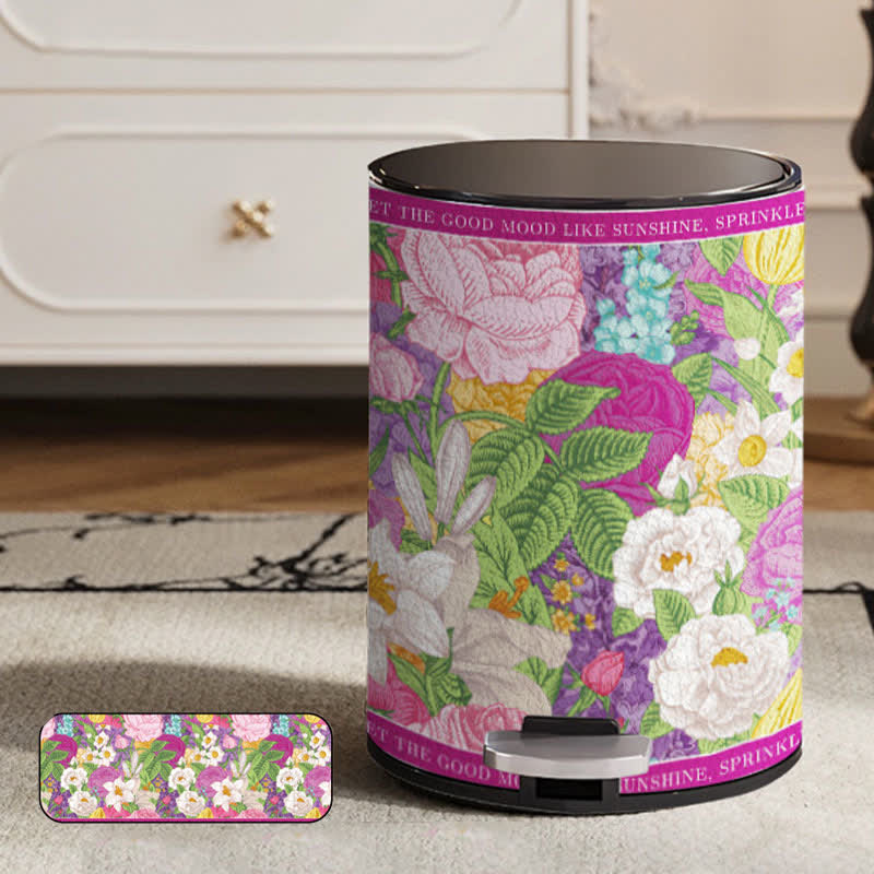 Poubelle double en cuir « Fleur en fleurs »