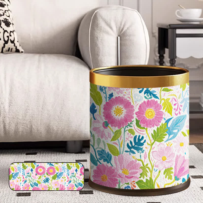Poubelle double en cuir « Fleur en fleurs »