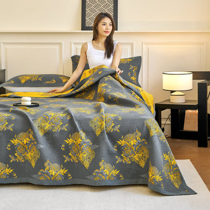 Élégante couette en gaze de coton à trois couches avec motif floral