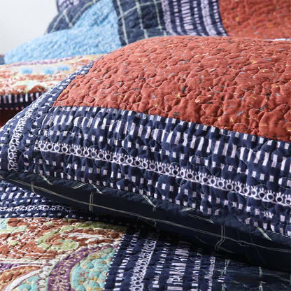 Parure de lit en coton matelassé à motif cachemire rétro (3 pièces)