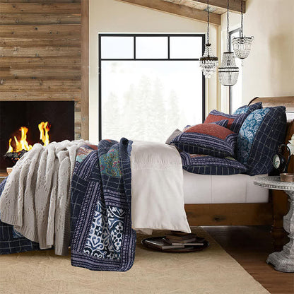 Parure de lit en coton matelassé à motif cachemire rétro (3 pièces)