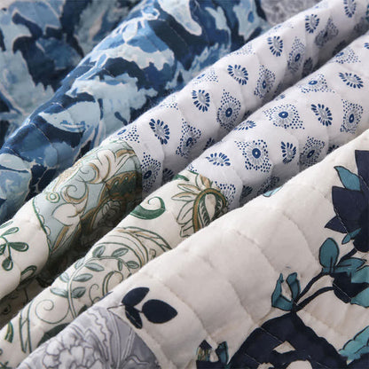 Parure de lit en coton matelassé à motif patchwork floral (3 pièces)