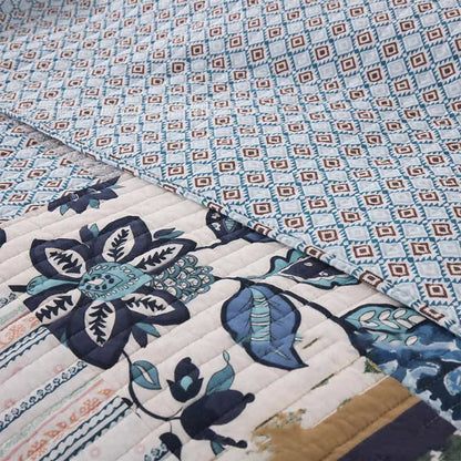 Parure de lit en coton matelassé à motif patchwork floral (3 pièces)