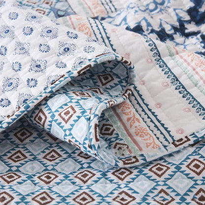 Parure de lit en coton matelassé à motif patchwork floral (3 pièces)