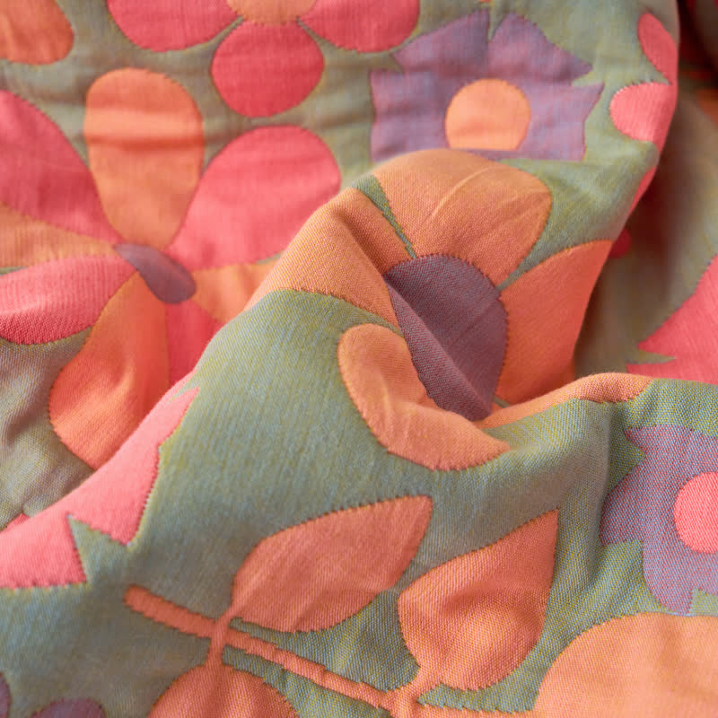 Couverture rafraîchissante, confortable et douce en gaze de coton à motif floral