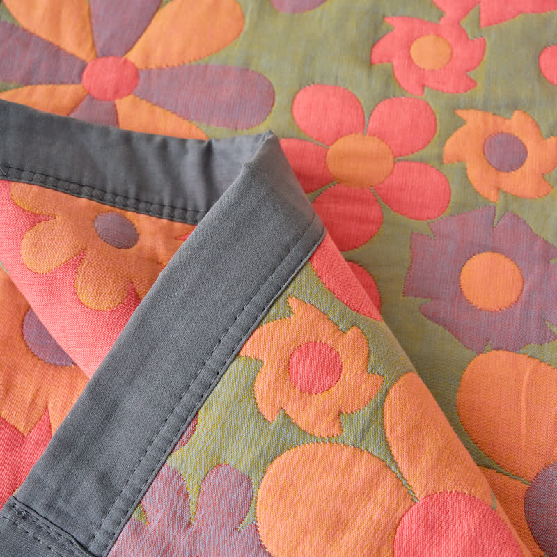 Couverture rafraîchissante, confortable et douce en gaze de coton à motif floral