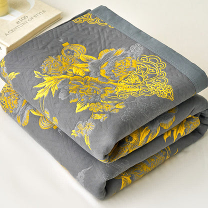 Élégante couette en gaze de coton à trois couches avec motif floral