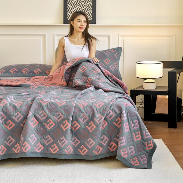Couette luxueuse et respirante en gaze de coton jacquard