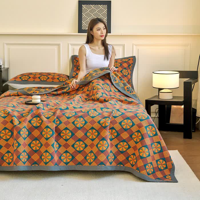 Couette réversible en gaze de coton de style vintage