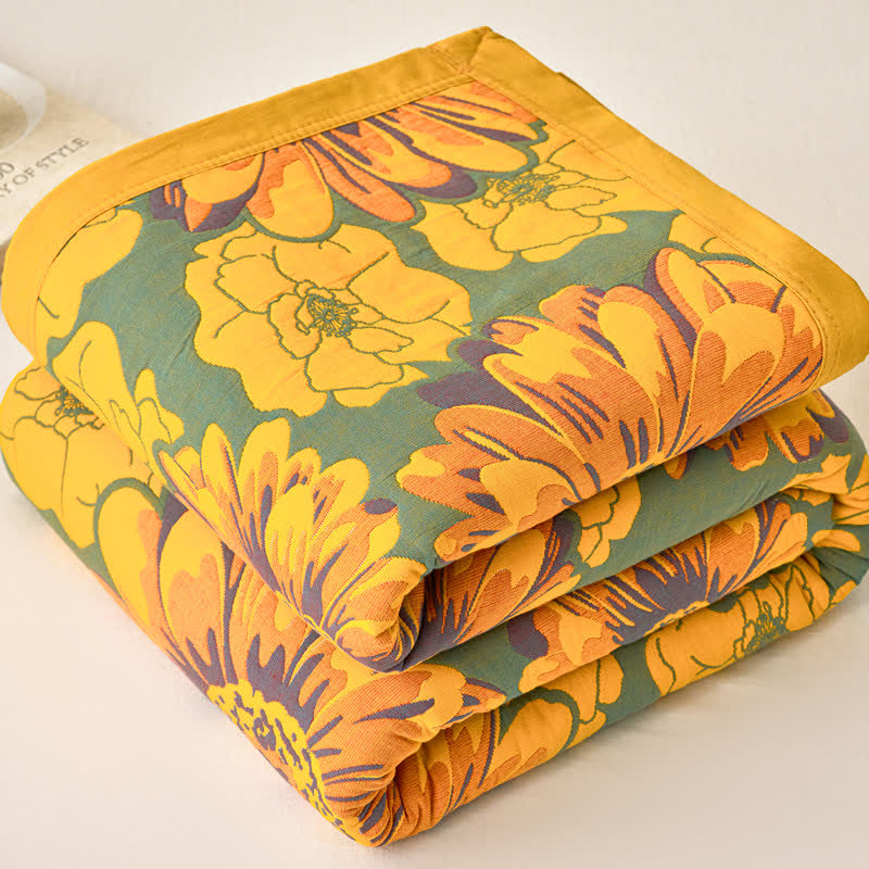 Couette réversible en gaze de coton à motif floral
