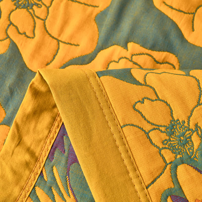 Couette réversible en gaze de coton à motif floral
