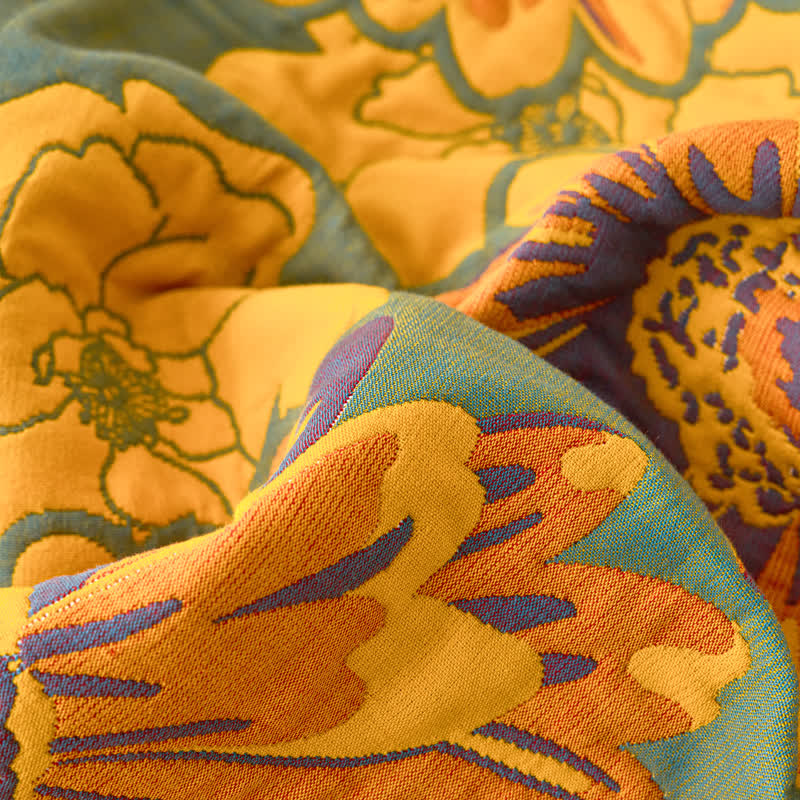 Couette réversible en gaze de coton à motif floral