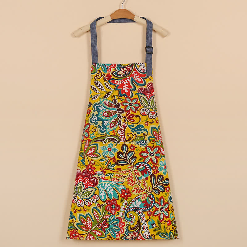 Tablier en coton de style ethnique rétro à motif floral