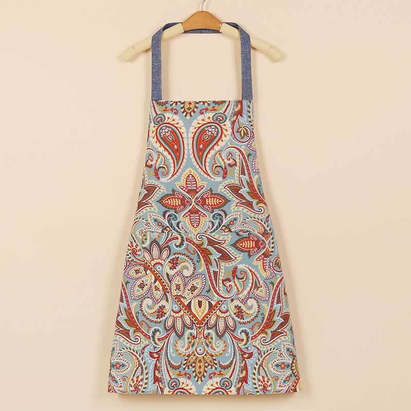 Tablier en coton de style ethnique rétro à motif floral