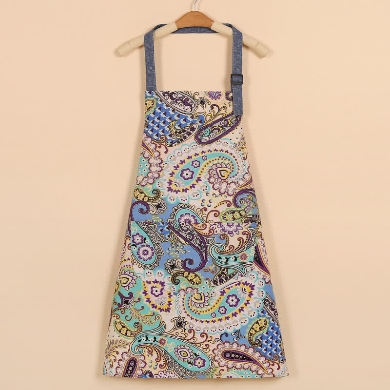 Tablier en coton de style ethnique rétro à motif floral