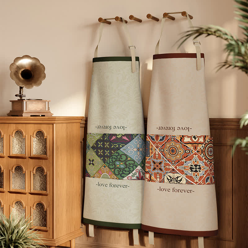 Tablier de cuisine imperméable à motif géométrique rétro